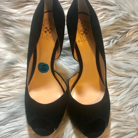 Vince Camuto Shoes - Vince Camuto Suede Open Toe Heels
